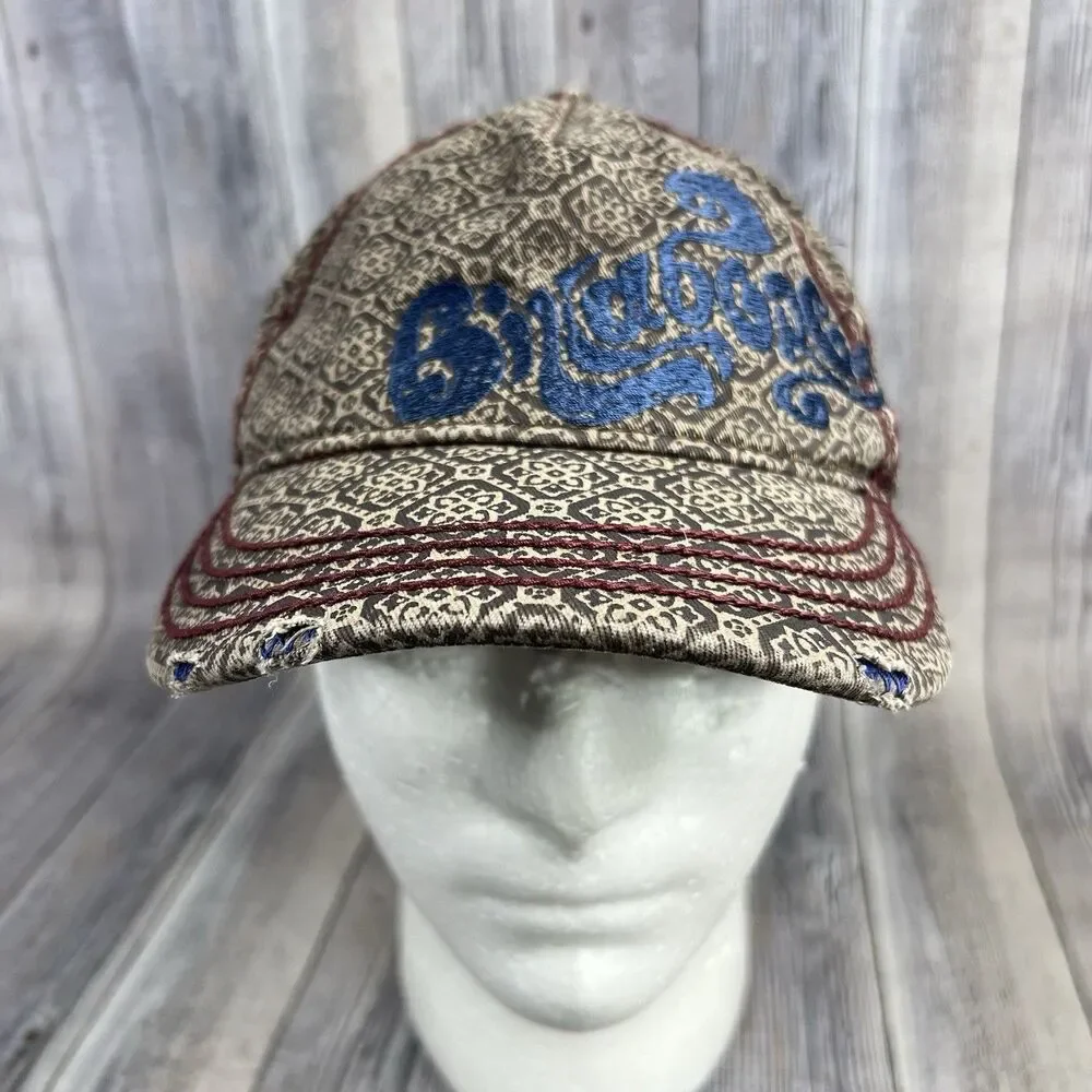 Vintage Billabong Snapback Hat Geometric Embroidered Rope Stitching Brown RARE